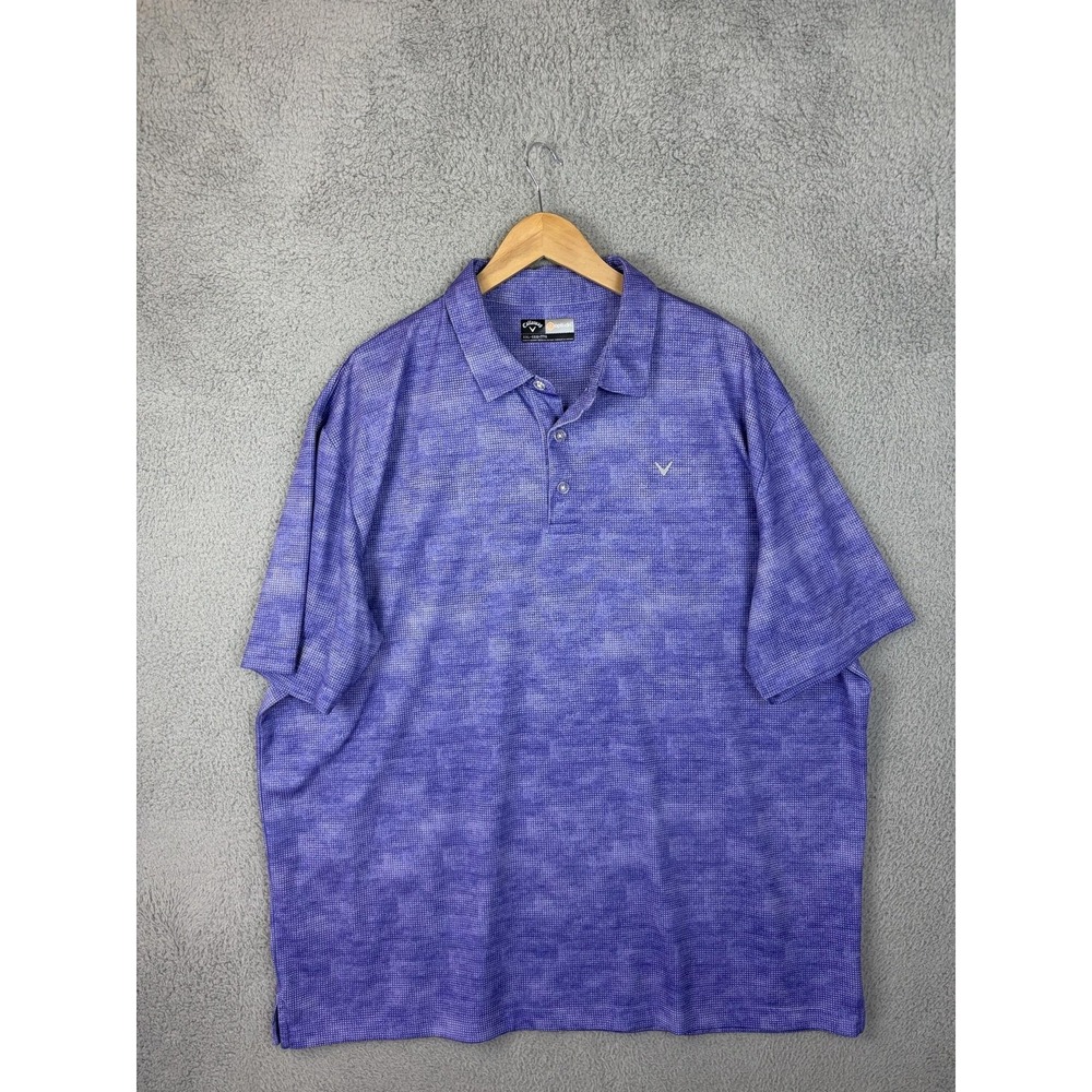 Callaway Polo Shirt Mens 2XL Purple Opti-Dri Golf Performance Geometric Logo